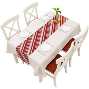 Moslion Red and Cream Stripes Table Runner Christmas Traditional Pattern Candy Cane Colors Decoration Table Runner for Kitchen Dining Wedding Banquet Party Cotton Linen 14x72 Inch