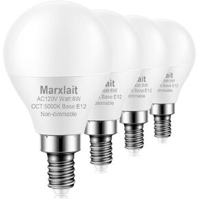 4 Pack E12 Ceiling Fan Light Bulbs, 60W Equivalent, Warm White 2700K, Small Base LED Candelabra Light Bulb, Bright A15 LED Bulb, 120V, Non-dimmable