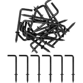 80 قطعة من خطافات الانحناء المربعة مقاس 1 بوصة، خطافات L مطلية بالزين الأسود، خطافات الزاوية اليمنى، خطافات معدنية لولبية، خطاف كتف برغي ذاتي التنصت للتعليق in Kuwait