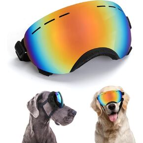 Large Dog Sunglasses Dog Goggles Pet Glasses Pet Eyewear with Adjustable Strap,Glasses for Medium Large Dog Swimming Skating Glasses UV Proof Windproof Dustproof