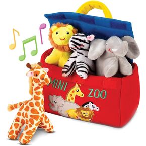 Bundaloo Plush Farm Animal Toys with Sounds - Plushie Play Set with Cute Talking Barn Animals in a Barn Carrier