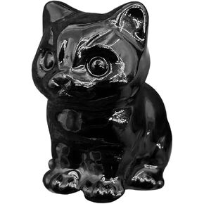 CALIDAKA Black Obsidian Cat Statue Carved Stone Black Cat Figurine Polished Gemstones Glossy Sleeping Cat Statue Healing Crystals Office Room Home Desk Lucky Decoration for Cat Lover (Type B) in Saudi Arabia
