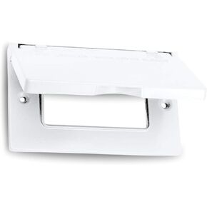 SIGMA ENGINEERED SOLUTIONS 14249WH Weatherproof Outdoor GFCI Outlet Cover, White, Metal, 1-Gang, Horizontal