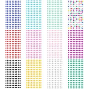 Gartful 3mm Gem Stickers, 5400PCS Rhinestone Stickers for Crafts, 12 Embellishment Rhinestone Sheets Self Adhesive Jewel Crystal Gem Stickers for Scrapbooking, Nail, Makeup, Festival