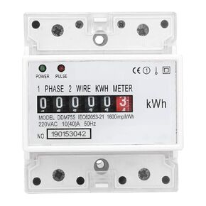 Electric Meter, Mini Lightweight Single Phase 4P LED Din Rail Electricity Power Consumption Wattmeter Energy Mete DDM75S 10-40A