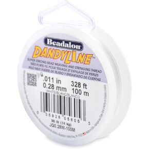 Beadalon DandyLine 0.28 mm (0.011") White 100 m (328 ft) Braided Beading Thread