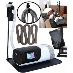 Mask Hanger for CPAP & Tube Zipper Cover for CPAP Machine + Mat Organizer for Bedside Sleep Machine, Mask Storage, and Tubing Support (Hose Cover Special)