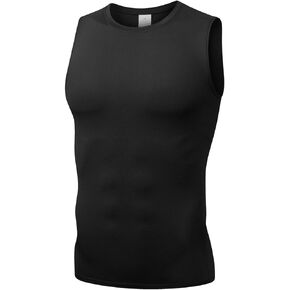 Mens Athletic Compression Shirts Dry Fit Sleeveless Under Shirt Running Workout Muscle Base Layer Tank Tops for Gym