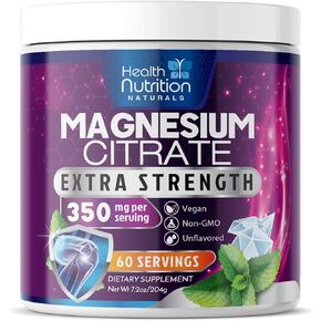 Magnesium Powder Supplement - Magnesium Citrate Powder Drink Mix Unflavored Made with Aquamin Magnesium - Bone, Heart & Muscle Support, Sugar Free, Gluten Free, Vegan, & Non-GMO - 60 Servings