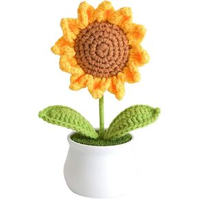 Crochet Flowers Artificial Sunflower for Office Desk Car Dashboard Decor, Funny Gifts for Women Birthday Christmas Party Decorations Motivational Gifts