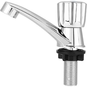 Cold Water Faucet, Waterfall Spout Faucet, Bathroom Sink Faucet Centerset with Drain Assembly, Single Water Tap Bathroom Basin Kitchen Sink Accessories(One Word G1/2)
