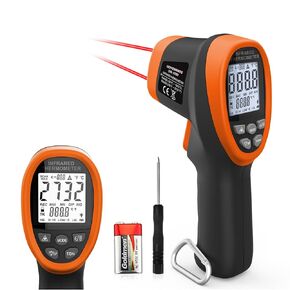 Pyrometer, 30:1 Industrial Infrared Thermometer Gun Rechargeable, -58℉~2912℉ High Temp Waterproof Digital IR Laser Temperature Gauge (NOT for Human)
