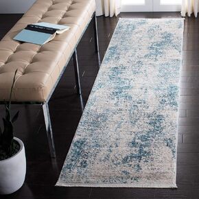 SAFAVIEH Shivan Collection 2'2" x 8' Blue/Grey SHV778F Modern Abstract Non-Shedding Living Room Entryway Foyer Hallway Bedroom Runner Rug