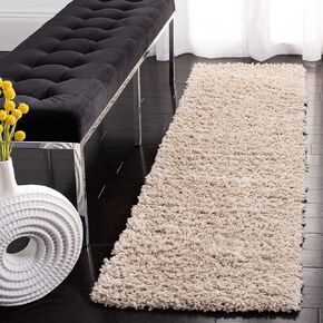 SAFAVIEH August Shag Collection Runner Rug - 2' x 7', Beige, Solid Design, Non-Shedding & Easy Care, 1.5-inch Thick Ideal for High Traffic Areas in Living Room, Bedroom (AUG200D)