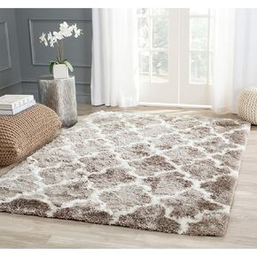 SAFAVIEH Barcelona Shag Collection Runner Rug - 2' x 7', Ivory & Silver, Handmade Trellis, 1.75-inch Thick Ideal for High Traffic Areas in Living Room, Bedroom (BSG319A)