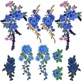 10pcs(5 Pairs) Sew On Embroidered Flower Patches Pink Petal Flower Embroidery Appliques Embellishments for DIY Jeans Jackets Towel Clothes Sewing Art Crafts, 5 Styles