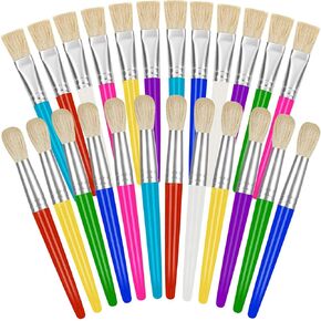 YGAOHF 48 Pack Paint Brushes for Kids - Kids Paint Brushes with Durable Bristle, Big Washable Chubby Toddler Paint Brushes, Easy to Clean Round Flat Brushes for Acrylic Oil Watercolor Washable Paint