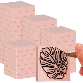 Frienda 24 Pcs 2" x 2" Pink Rubber Carving Blocks Linoleum Blocks for Printmaking, Stamp Making, DIY Crafting, Scrapbook, Painting, Soft and Easy to Carve