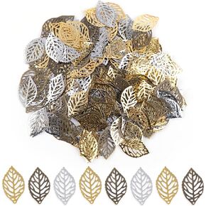 AUEAR, Hollow Leaf Charms Pendants Metal Leaf Crafts Pendant Leaves Charm Ornaments for Jewelry Making Bracelets DIY Craft Accessories