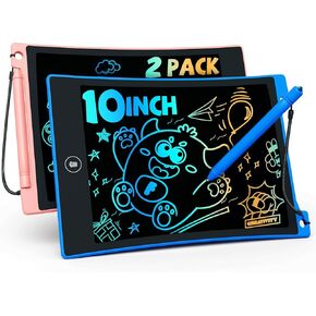 tekfun 2 حزمة كمبيوتر لوحي للكتابة LCD مع قلم، 8.5 بوصة لوحة رسم قابلة للمسح، لوحة رسم خالية من الفوضى للأطفال، رحلة سيارة ألعاب تعليمية عيد ميلاد لـ 3 4 5 6 7 بنات بنين (2 * أزرق)