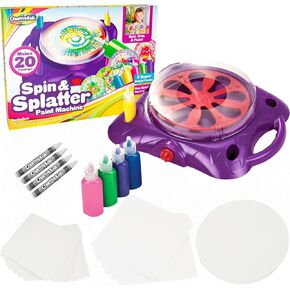 Creative Kids Spin & Paint Art Kit - Spinning Art Machine + Flexible Splatter Guard + 5 Bottles of Paint + 8 Large, 8 Small, 4 Round Cards + 4 White Crayons | Preschool Toddlers, Children & Adults, 6+