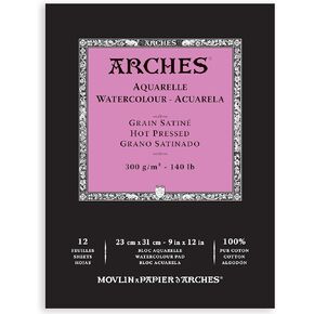 ARCHES Enc Pad 23x31 12H Aquarelle 100% Satin 300g White NAT