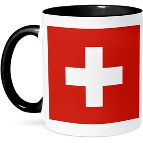 3dRose Flag of Switzerland Mug, 11 oz, Black