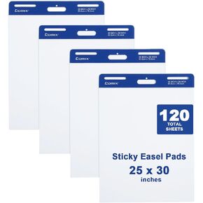 Comix Sticky Easel Pad, 25 x 30 Inches Flip Chart Paper for Teachers, Large Self Stick Easel Paper, 30 Sheets/Pad, 10 Pads/Pack