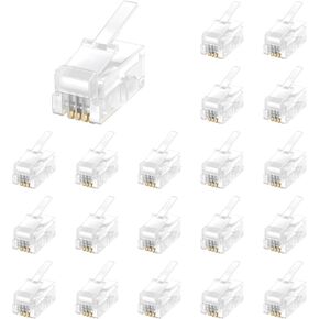 Uvital 100 Pack RJ9 4P4C 4P2C Plug, Standard Telephone Handset Modular Plugs Male Connectors Transparent Color Jack Crimp End Crimper
