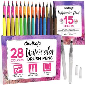 Chalkola Watercolor Paint Set for Adults, Kids, Beginner & Professional Artists - 36 Watercolor Tubes Set (12ml, 0.4oz), 10 Painting Brushes & 1 Palette | Vibrant Water Color Art Painting Supplies