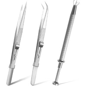 3 Pack Diamond Holder Pick up Tool, Gem Stone Jewelry Locking Tweezers, Stainless Steel Diamond Claw Holder Piercing Ball Grabber Tool Kit Beads Jewelry Ball Grabber for Jewelry Making