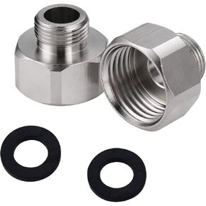2PCS Brass Pipe Fitting, Water Hose Adapter Faucet Adapter 3/8" NPSM Male Pipe x G1/2" NPSM Female Pipe, Compression Fitting with Rubber Washer Chrome Finish for Kitchen Bathroom