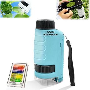 Miniscope Kids, Pocket Microscope for Kids, Portable Microscope, Handheld Microscope, Led Lighted Pocket Microscope for Scientific Experiment