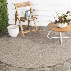 SAFAVIEH Courtyard Collection 5'3' Round Brown/Beige CY8022 Indoor/ Outdoor Patio Backyard Mudroom Area Rug
