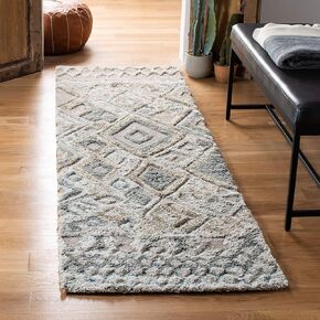 SAFAVIEH Casablanca Collection Runner Rug - 2'3" x 8', Grey & Olive, Handmade Moroccan Boho Tribal Wool, 0.25-inch Thick Ideal for High Traffic Areas in Living Room, Bedroom (CSB618X)
