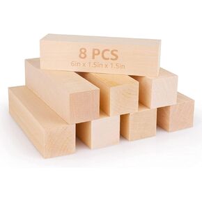 RHBLME 12 PCS Basswood Carving Blocks, 4" x 4" x 1" Unfinished Wood Blocks for Carving, Wooden Cubes Soft Solid Wooden for Beginners or Expert Carvers and Whittling