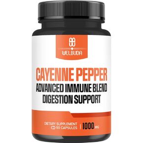 WELBUDA 210 Capsules - Cayenne Pepper Supplements Extract 10:1 with Berberine HCI, Garlic Bulb, Olive Leaf & More - Combined Formula for Digestive Health, Heart Health & Immunity Function Support
