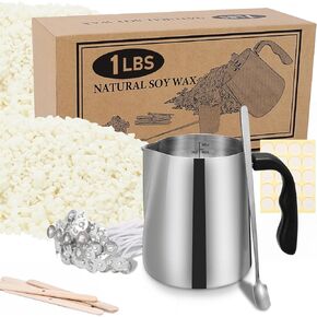 SAEUYVB Candle Making Kit, Full Set - Soy Wax, Candle Wick, Stirring Spoon, 4.4 oz Candle Jar & More - DIY Starter Scented Candles Making Kit