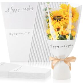 Jutieuo 50 Pack Flower Sleeves for Bouquet, 14 x 22 Inches Flower Wrapping Paper Bag with Ribbon, Clear Front Kraft Flower Paper for Florist's Floral Packaging & Arrangement Supplies, Large Size