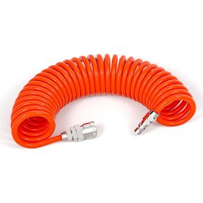 TAILONZ PNEUMATIC 1/4 Inch Red Pneumatic Spring Tube Air Compressor Accessories Polyurethane Air Pipe Air Pressure Hose Spring Tube Air Pressure Hose Expansion Spring Rube Spiral Tube 9 Meter 29.5Ft