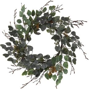 24" Eucalyptus Wreath, UV Resistant, Indoor & Outdoor Use, Front Door Wreath, Home & Office Decor