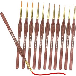 Detail Paint Brushes Set, 12PC Miniature Brushes for Fine Detailing & Art Painting, Small Tiny Paint Brush Perfect for Acrylic, Citadel, Paint by Number, Figurine, Craft, Models, Warhammer 40k (Black)