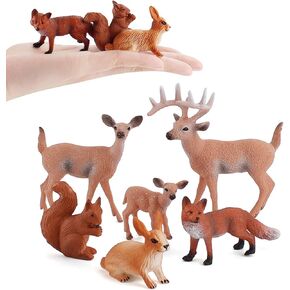 Flormoon Deer Toys - 6pcs Realistic Deer Woodland Animals Figurines - Early Educational Toys, Birthday Cake Topper for Kids