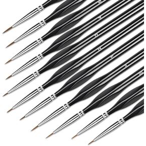 11 pcs Micro Detail Paint Brush Set,Miniature Painting Brushes,Miniature Painting Handle for Fine Detailing& Art Painting,Acrylic,Watercolor,Oil,Model,Rock（Black）