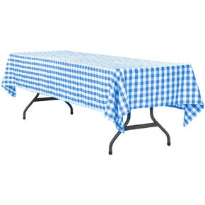 MYMENU Plastic Tablecloth Disposable Checkered Table Cover Extra Thick 54" x 108" Rectangle Table cloth for Indoor or Outdoor Parties Birthdays Weddings Christmas Fiestas (Orange&White, 2 Pack) in Kuwait