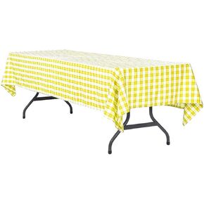 MYMENU Plastic Tablecloth Disposable Checkered Table Cover Extra Thick 54" x 108" Rectangle Table cloth for Indoor or Outdoor Parties Birthdays Weddings Christmas Fiestas (Orange&White, 2 Pack)