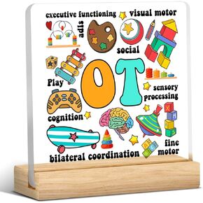 Occupational Therapy Desk Decor OT Acrylic Desk Plaque Sign Occupational Therapist Clear Desk Decorative Sign for Counseling Office School
