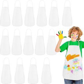 PLULON 30Pcs Kids Art Aprons 15 Colors Art Smock for Kids Painting Smock Children Fabric Artist Aprons Bulk for Craft Home Kitchen Classroom Party and Art Painting Activity