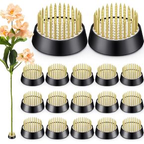 Kritkin 24 Pieces Flower Frogs for Arrangements Mini Round Flower Arranger Flower Pin Holder Fixed Tools for Floral Plant Small silver and yellow