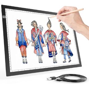 A3 Light Board for Diamond Painting, Rechargeable Battery Light Pad, Magnetic Tracing Light Box, Ultra-Thin Copy Board with 3 Colors& 6 Levels Adjustable Brightness for Drawing, Sketching, Animation